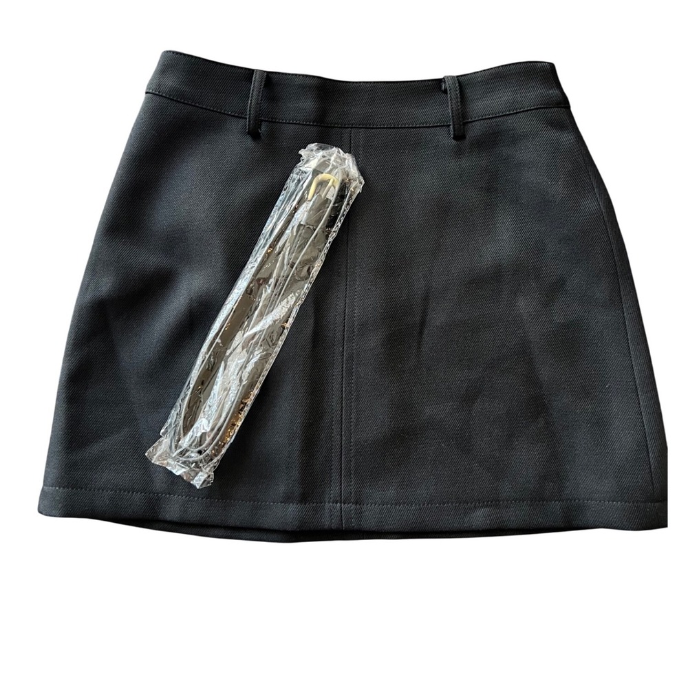 Commense Essential Black‎ Mini Skirt with Belt Office Work A-Line Skater Skirt - Picture 3 of 6